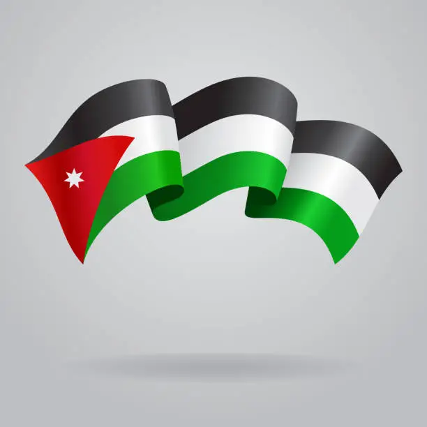 Vector illustration of Jordan waving Flag. Vector illustration