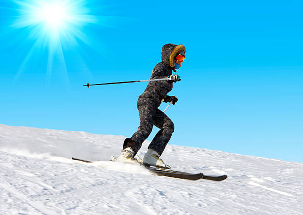 istock Young woman skiing 467619555