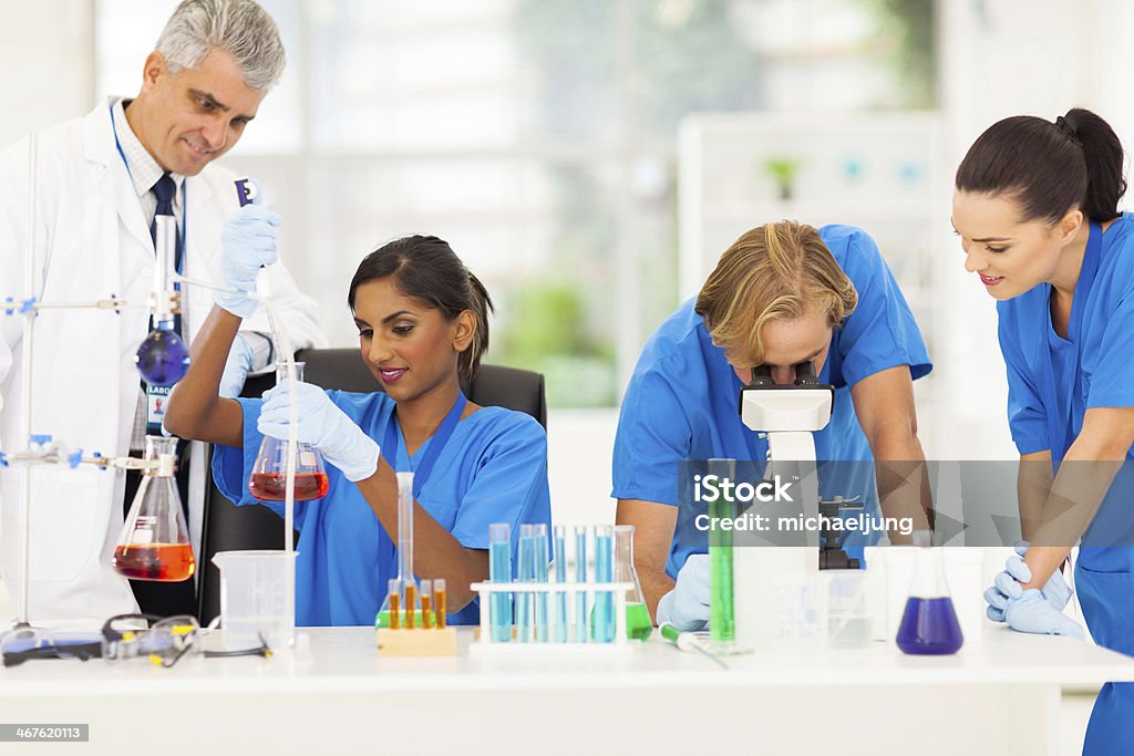 group of medical reseachers group of medical researchers working in lab Indian Ethnicity Stock Photo