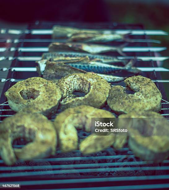 Fish On Grill Stock Photo - Download Image Now - 2015, Activity, Barbecue - Meal