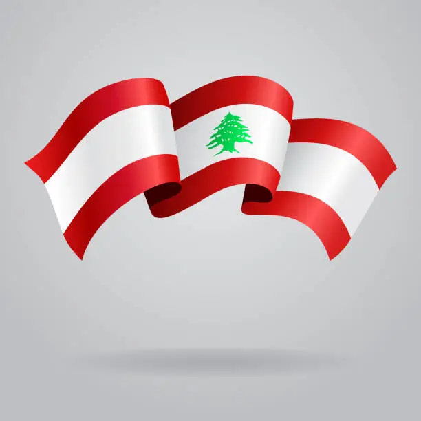 Vector illustration of Lebanese waving Flag. Vector illustration