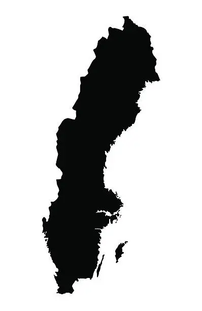 Vector illustration of black map of Sweden