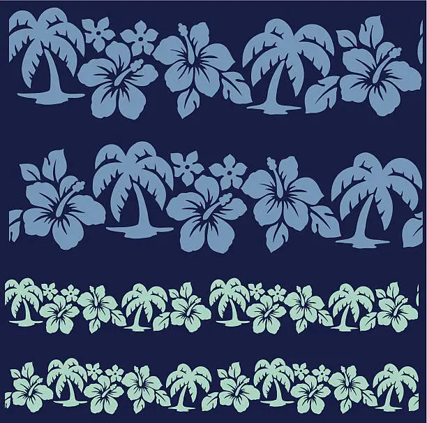 Vector illustration of palm and Hibiscus
