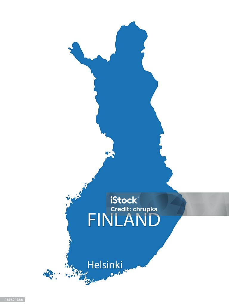 blue map of Finland vector map of Finland with indication of Helsinki 2015 stock vector