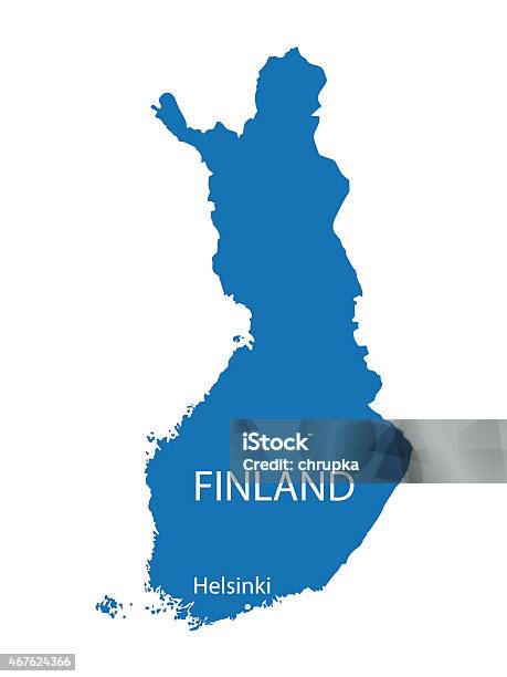 Blue Map Of Finland Stock Illustration - Download Image Now - 2015, Art, Art And Craft