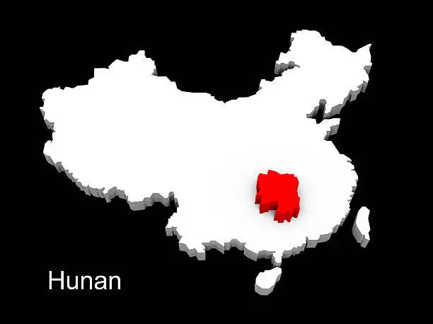 3d illustration province of china,focus on hunan