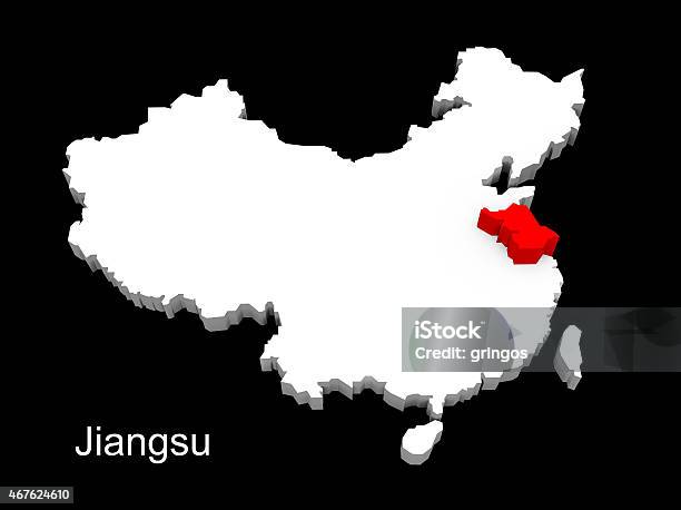 3d Illustration Province Of China Focus On Jiangsu Stock Photo - Download Image Now - 2015, Asia, Blank