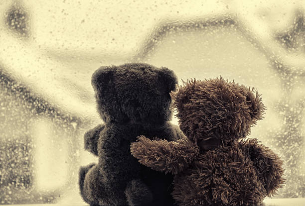 istock Bears in love's embrace, sitting front of a window 467626029