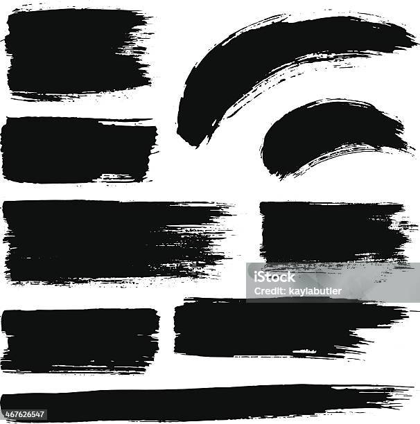 Vector Ink Stroke Set Stock Illustration - Download Image Now - Brush Stroke, Paint, Curve