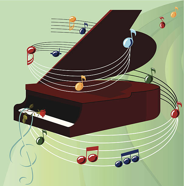 musik hintergrund mit klavier und noten - jazz backgrounds backdrop image stock-grafiken, -clipart, -cartoons und -symbole