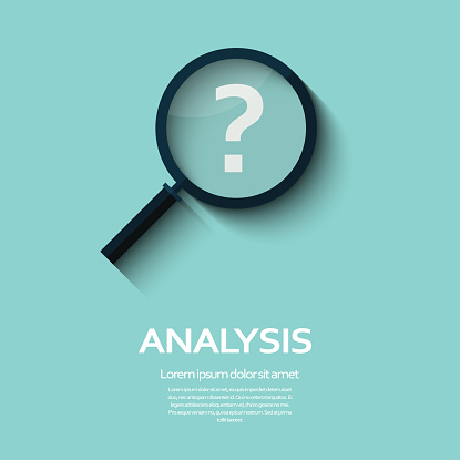 Business Analysis symbol with question mark icon. Long shadow flat design. Eps10 vector illustration.