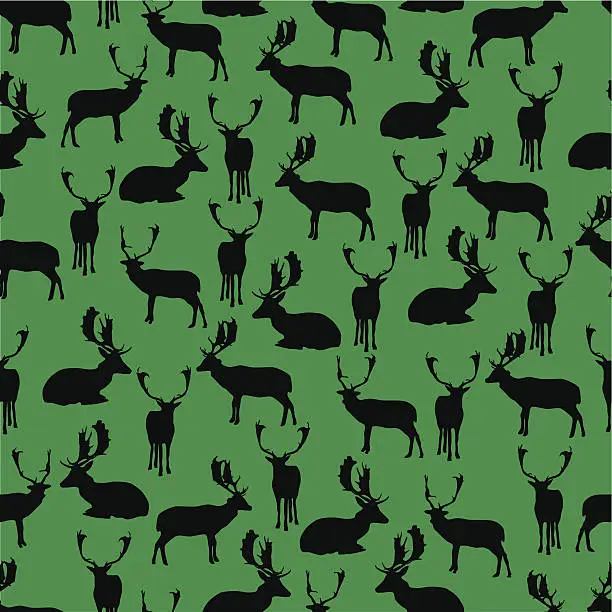 Vector illustration of fallow deer silhouette pattern eps10