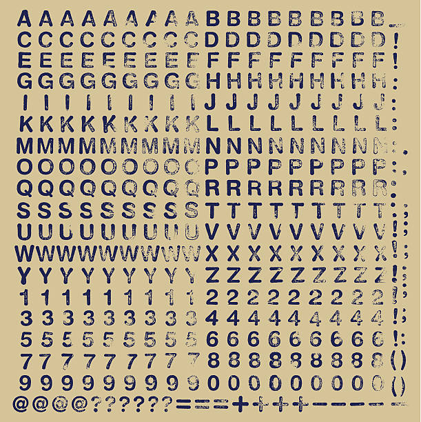 illustrations, cliparts, dessins animés et icônes de tampon encreur typeset arrondie - rubber stamp alphabet typescript grunge
