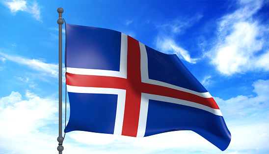 Flag in the wind Iceland