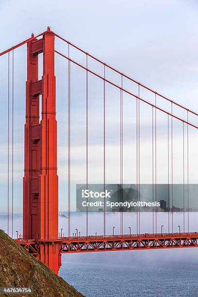 Golden Gate Bridge With Low Fog San Francisco Stock Photo - Download Image Now - 2015, Architecture, Bay of Water