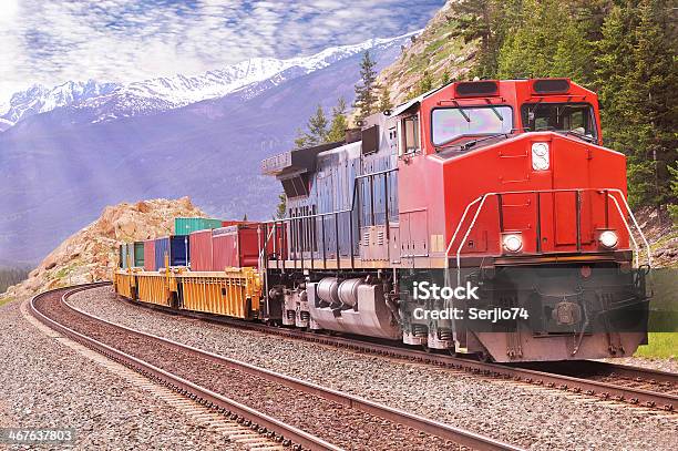 A Colorful Freight Train On A Nice Day Stock Photo - Download Image Now - Canada, Train - Vehicle, Locomotive