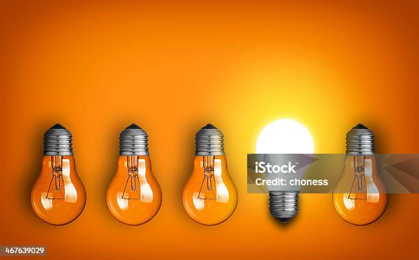 Idea Concept Stock Photo - Download Image Now - Light Bulb, Orange Color, Single Object