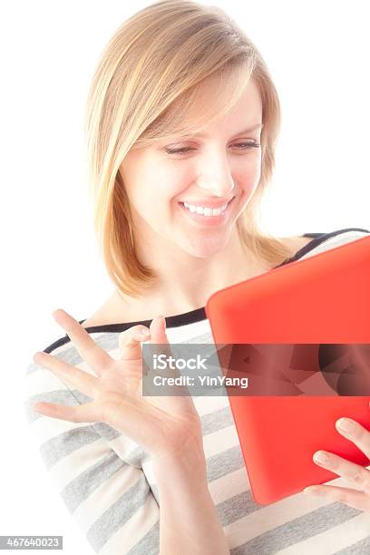 Happy Woman Using Digital Tablet Computer With Ok Gesture Stock Photo - Download Image Now