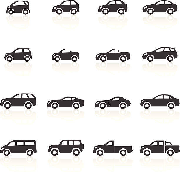ikony automobilů - hybridní pohon auto na alternativní palivo stock ilustrace