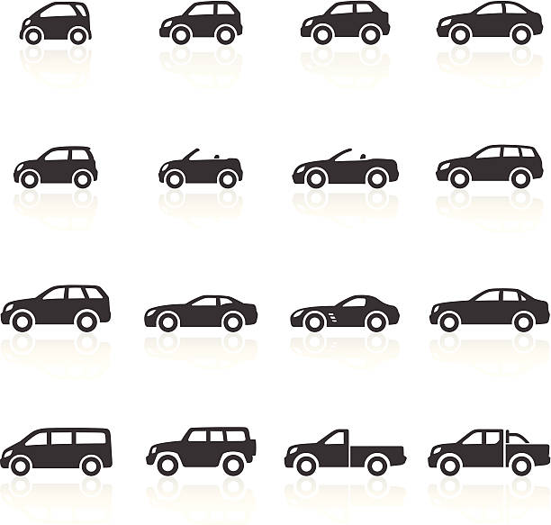 Cars Icons Car Icons - car icons representing all typically available car types, from city cars to SUV's to sports. Layered & grouped for ease of use. Download includes EPS 8, EPS 10 and high resolution JPEG & PNG files. car icon stock illustrations