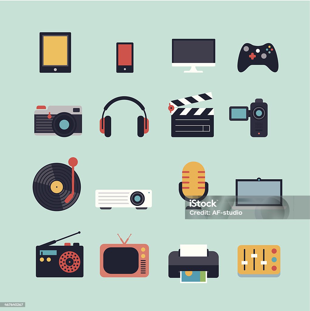Set of Multimedia Flat Icons Multimedia flat icons - every icon is on separate layer. Icon stock vector