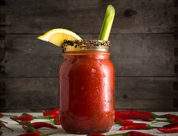 Bloody Mary in Mason Jar stock photo