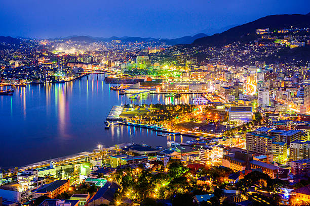Nagasaki Japan cityscape Nagasaki, Japan cityscape at the bay. nagasaki prefecture photos stock pictures, royalty-free photos & images