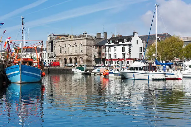 Beautiful sunny day at the harbour in the Barbican area of Plymouth Devon England UK