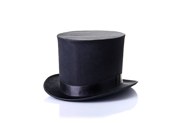 Black classic top hat, isolated on white background stock photo