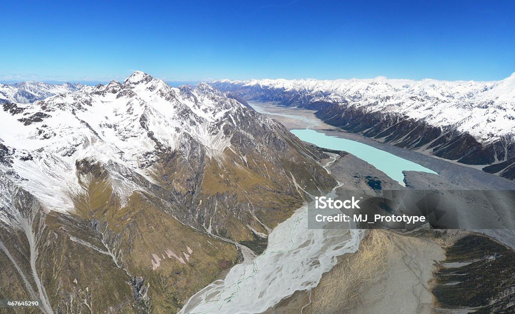 landscape of Mount cook landscape of Mount cook with sea of mist from helicopter 2015 Stock Photo