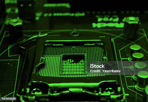 Modern 22 Nm Cpu Socket Green Stock Photo - Download Image Now - 2015, Boarded Up, Boarding