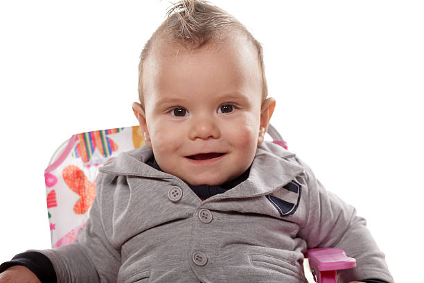 istock Cute baby boy sitting on a chair 467645784