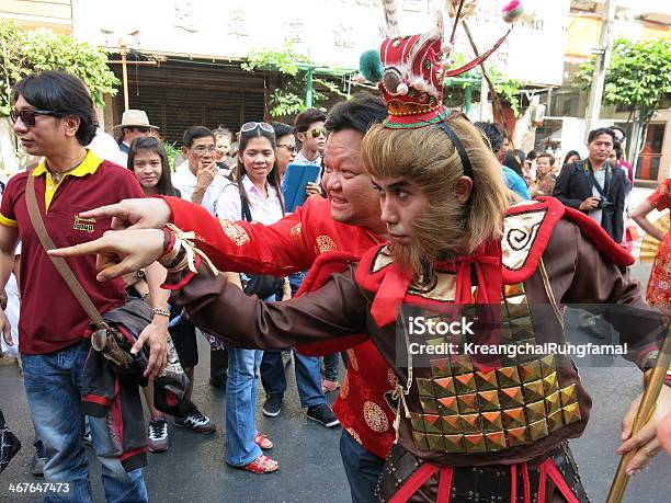 Monkey King And Tourists China Town Bangkok Stock Photo - Download Image Now - Ape, Asia, Asian Culture