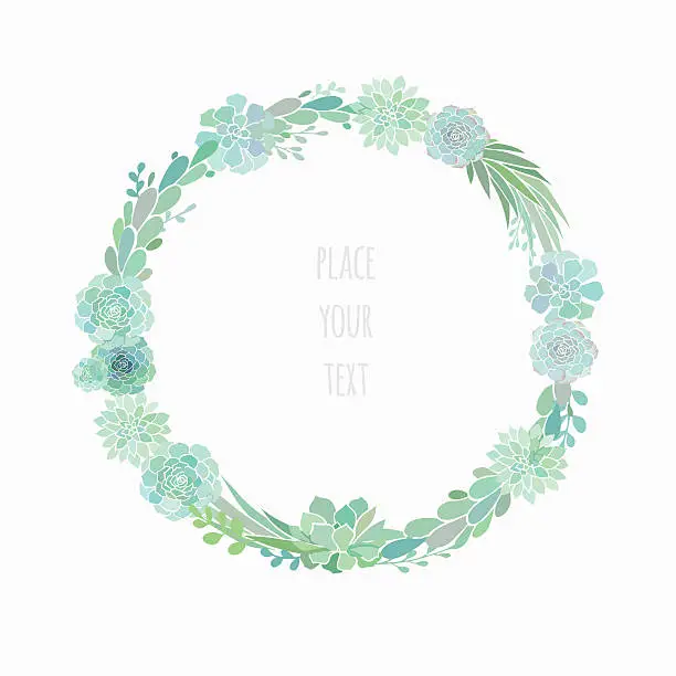 Vector illustration of wreath with succulents