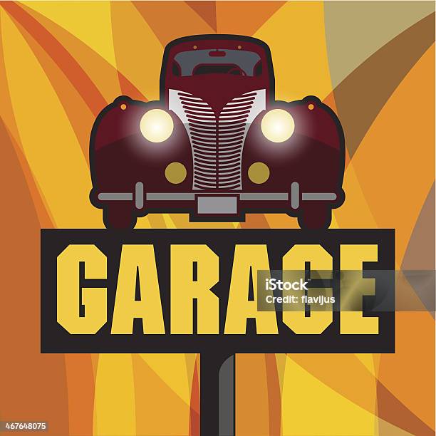 Vintage Garage Stock Illustration - Download Image Now - 1940-1949, Car, Front View