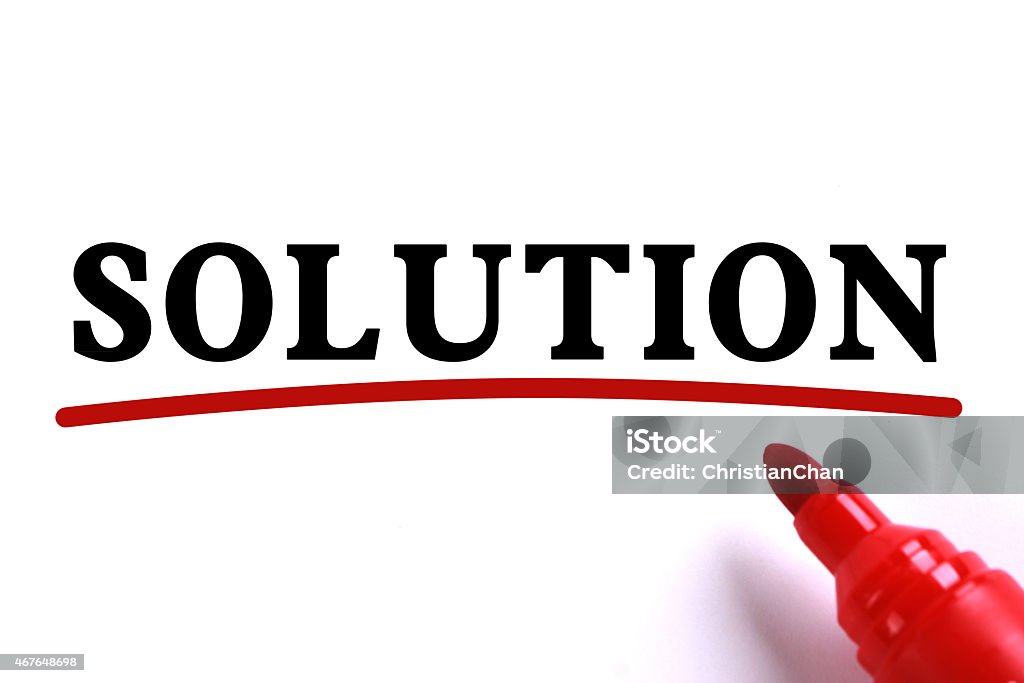 Solution Abstract Solution text is on white paper with red underline which is written by the red marker. 2015 Stock Photo