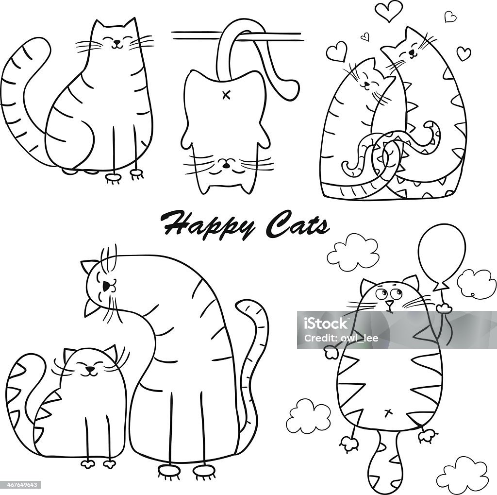 Funny cartoon cats silhouette for your design Funny striped cats silhouette for your design Abstract stock vector