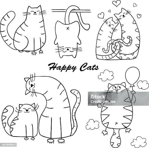 Funny Cartoon Cats Silhouette For Your Design Stock Illustration - Download Image Now - Abstract, Drawing - Art Product, Illustration