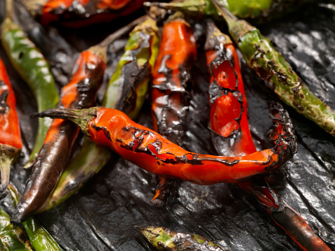 Fire Roasted Hot Thai Chili Peppers on Stone-Photographed on Hasselblad H3D-39mb Camera