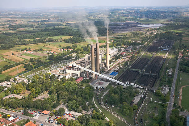 istock Large excavators in coal mine, aerial view 467653902