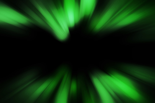 Abstract blurred green aurora zoom nothern lights concept
