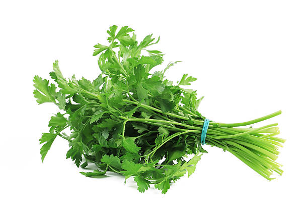摘んだパセリの白背景 - parsley garnish isolated herb ストックフォトと画像