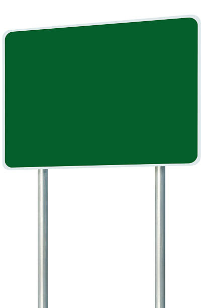istock Blank Empty Green Signboard Road Sign Isolated, Large Perspective Signpost 467655511