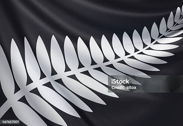 New Zealand Silver Fern Flag Stock Photo - Download Image Now - Fern, Silver - Metal, Silver Colored