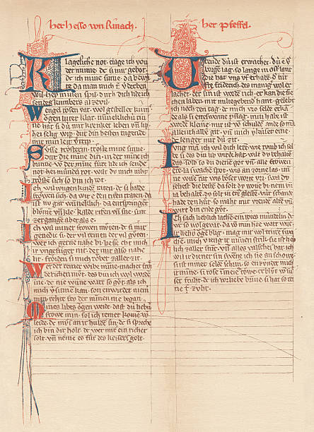 ilustraciones, imágenes clip art, dibujos animados e iconos de stock de codex manesse - manuscript medieval medieval illuminated letter old