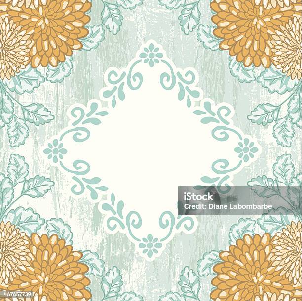 Doodled Chrysanthemum Floral Card Template Stock Illustration - Download Image Now - Border - Frame, Chrysanthemum, Colors