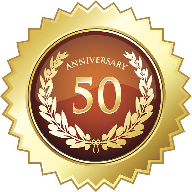 Anniversary Star Shield - Fiftieth Fiftieth anniversary golden star shield. fiftieth stock illustrations