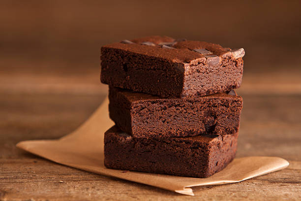 Stack of Brownies on Wood