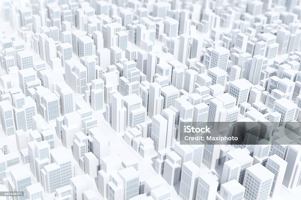白い背景の上の街、幾何学的なビルのパターン - 町のロイヤリティフリーストックフォト