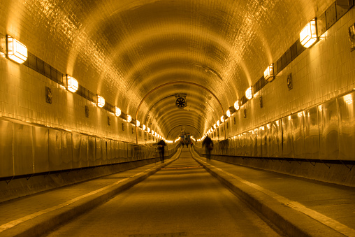 Hamburg Elbe tunnel in amazing light